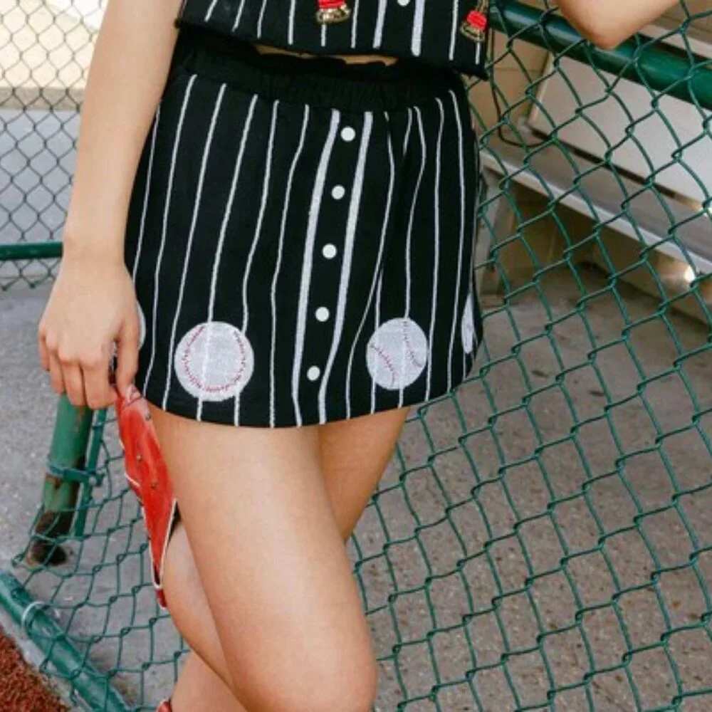 Queen of Sparkles Pinstripe Baseball Skort - Picture 1 of 4